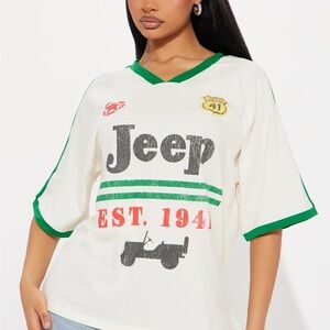 Fashion Nova White and Green Graphic Tee